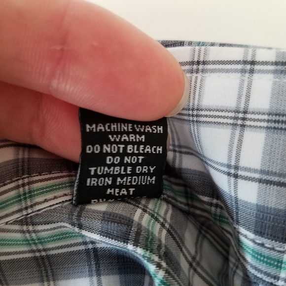 Saks Fifth Avenue Plaid Button Down Shirt Long Sleeve Green Gray - Picture 6 of 6